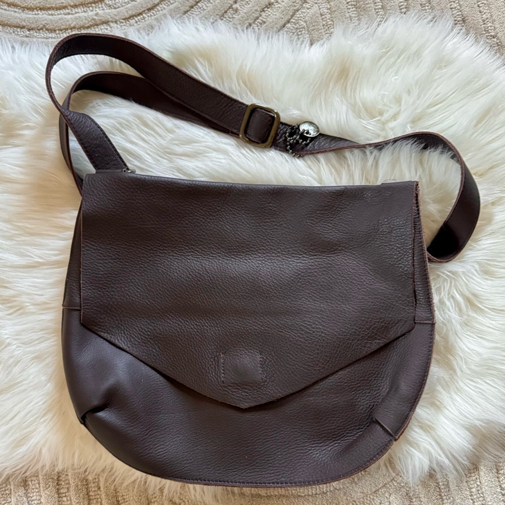 John Varvatos Star Leather Flap Messanger Bag